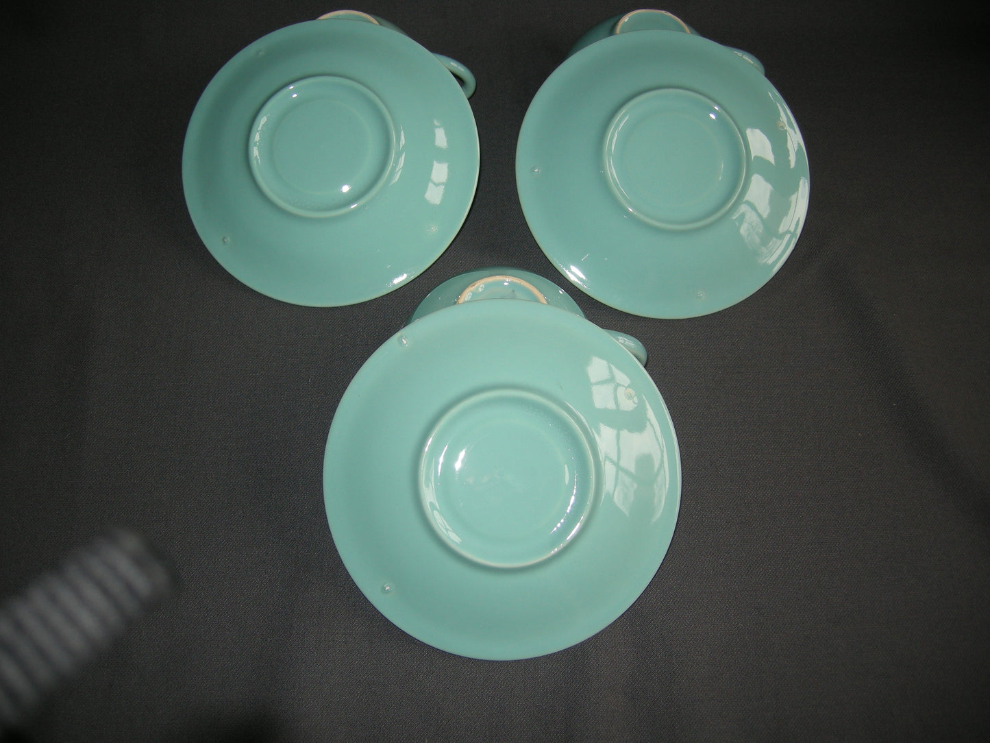 Huizen pastel aqua theekop & schotels met minimale beschadiging