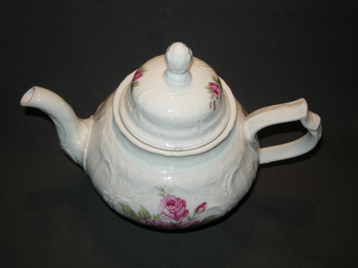Rosenthal Sanssouci spierwit rose pioenroos theepot