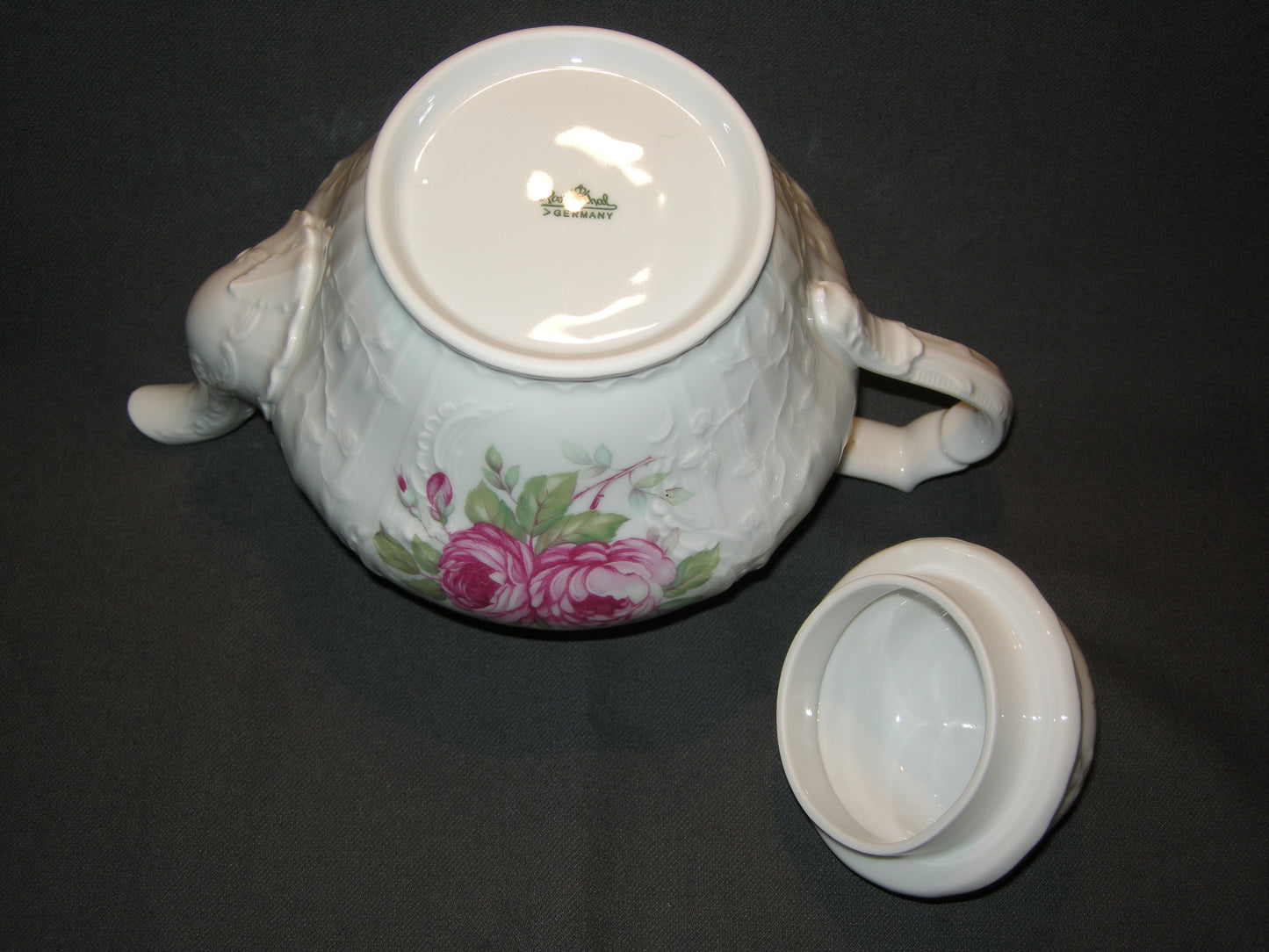 Rosenthal Sanssouci spierwit rose pioenroos theepot