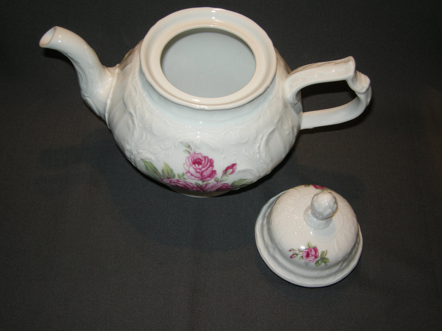 Rosenthal Sanssouci spierwit rose pioenroos theepot