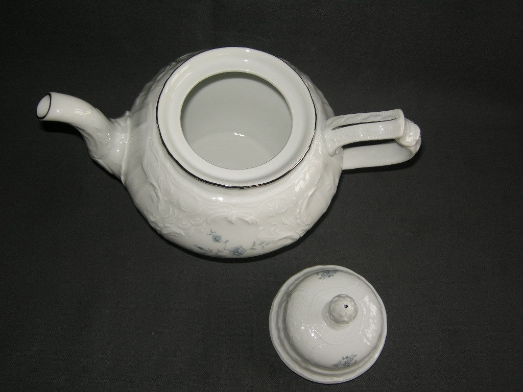 Rosenthal Sanssouci spierwit met blauw / grijze bloemetjes theepot
