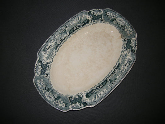 Societe Ceramique Victoria petrol vleesschaal 33 x 23,5 cm.