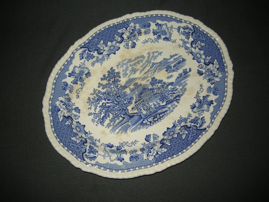 Woods Seaforth blauw vleesschaal 36,5 x 28,5 cm., verkleuring + beschadigd
