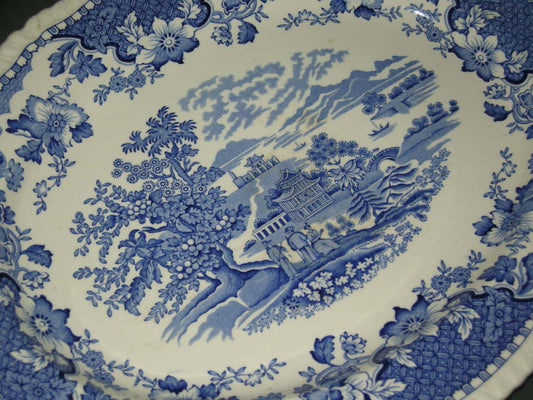 Woods Seaforth blauw vleesschaal 36,5 x 28,5 cm., lichte verkleuring