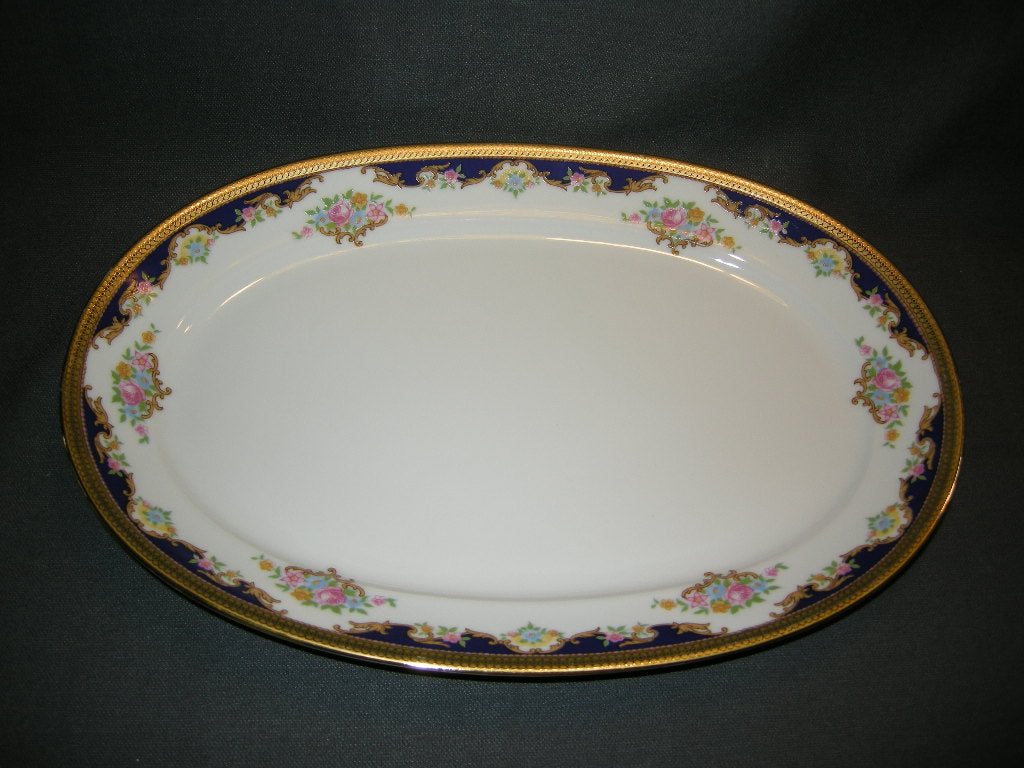 Tirschenreuth wit met goud / donkerblauw / bloemdecor vleesschaal