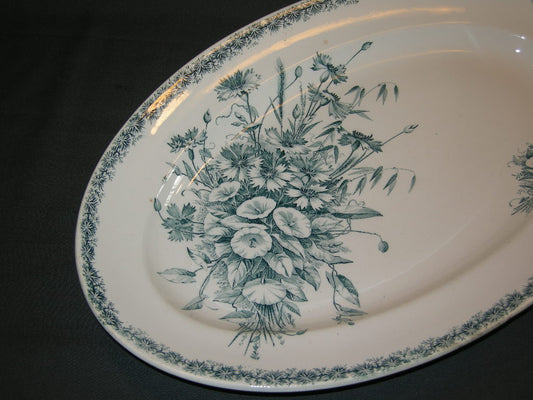 Villeroy & Boch roomwit met petrolkleurig decor vleesschaal