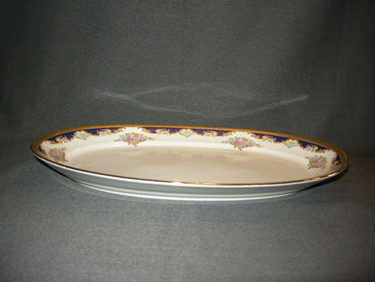 Tirschenreuth wit met goud / donkerblauw / bloemdecor vleesschaal
