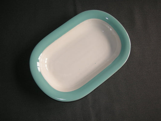 Huizen pastel aqua vleesschaaltje met beschadiging