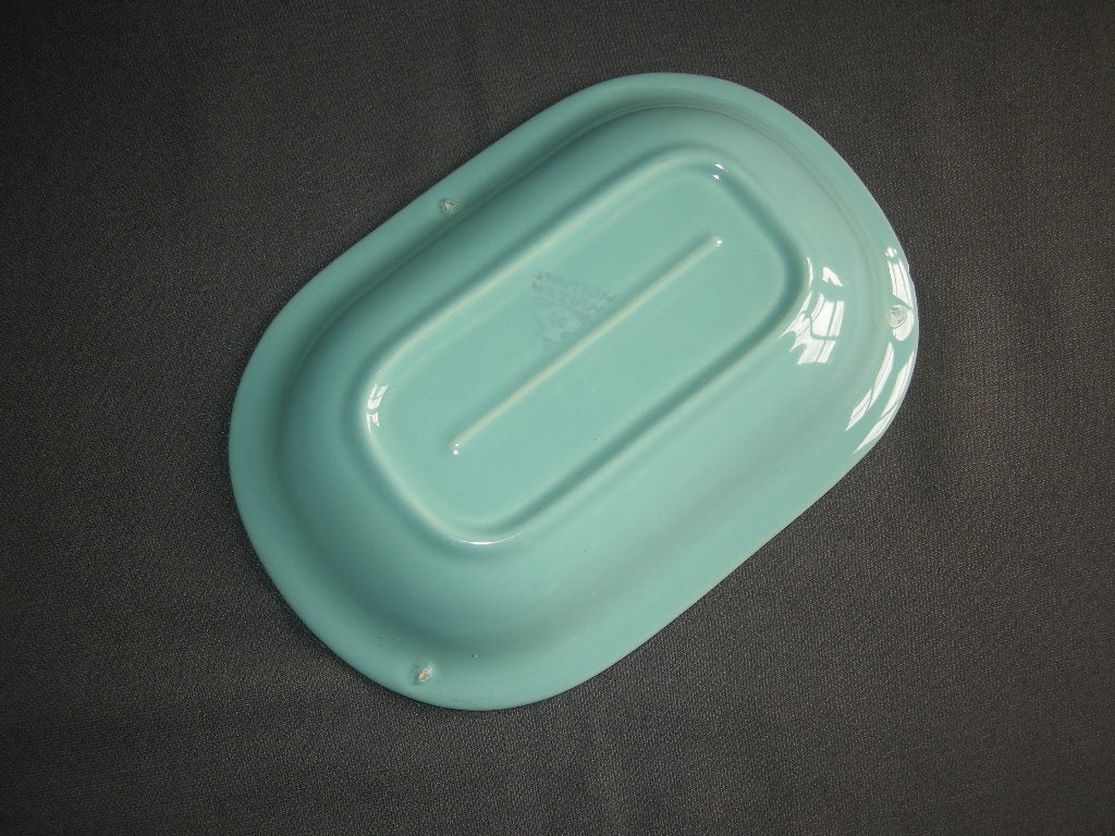 Huizen pastel aqua vleesschaaltje met beschadiging