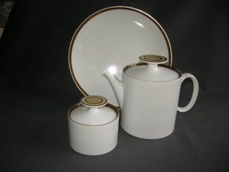 Medaillon wit bruin - goudkleurige decorrand
