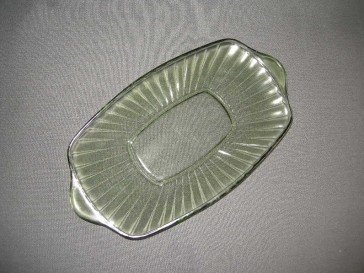 glas - kristal donkergroen 001. Leerdam Copier schaaltje 23,5 x 13 cm.