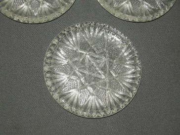 Gebruikt glas - kristal petitfourbordjes 006. set van 5 bordjes