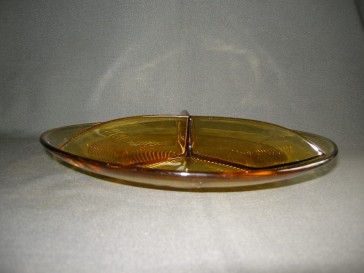 gebruikt glas - kristal geel 001. 3-vakschaal