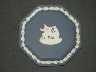 Wedgwood Jasperware blauw/grijs 8-kantig bordje / schaaltje