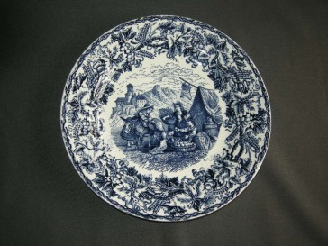 Societe Ceramique diverse wandborden 004a. wit - blauw decor
