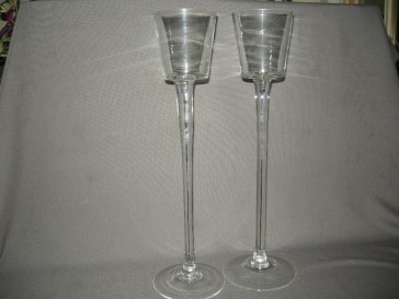 Gebruikt glas - kristal kandelaars + theelichthouders 006. theelichthouder op hoge voet