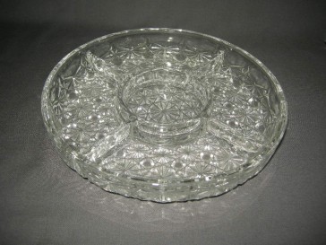 Gebruikt glas - kristal presenteerschalen 016. ronde 5-vakschaal