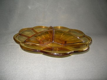 gebruikt glas - kristal geel 018. 3-vakschaal