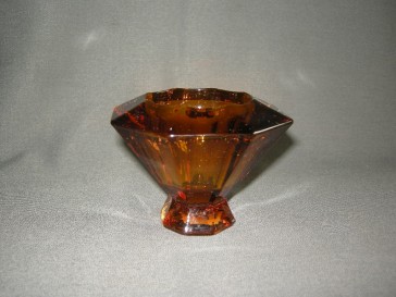 gebruikt glas - kristal geel 021. vaasje / theelichthouder