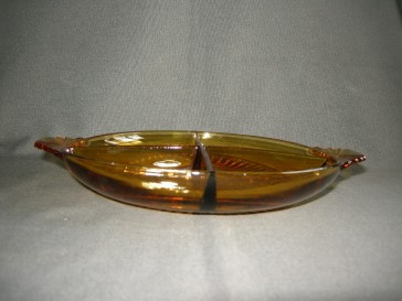 gebruikt glas - kristal geel 029. 4-vakschaal