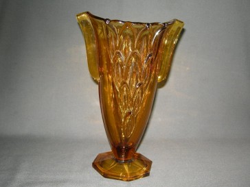 gebruikt glas - kristal geel 032. vaas