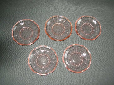 Gebruikt glas - kristal rose 090. petit four bordjes