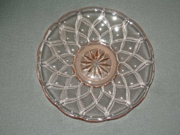 Gebruikt glas - kristal rose 092. gebaksbordjes