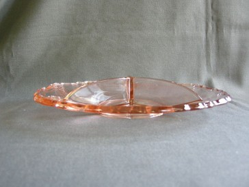 Gebruikt glas - kristal rose 095. 3-vakschaal