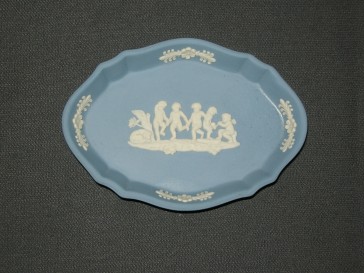 Wedgwood Jasperware blauw 067. ovaal schaaltje