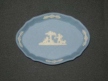 Wedgwood Jasperware blauw 068. ovaal schaaltje