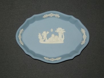 Wedgwood Jasperware blauw 069. ovaal schaaltje