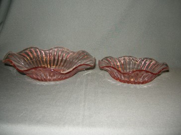 gebruikt glas - kristal rose 069. schalenset rond schulp