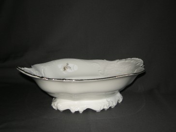 Rosenthal Sanssouci spierwit met bruin/rose roos + goudkleurig randje broodschaal