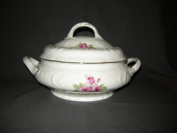 Rosenthal Sanssouci spierwit rose pioenroos met goudkleurig randje dekschaal