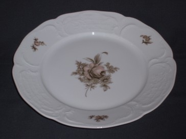 Rosenthal Sanssouci spierwit met bruin/rose roos dinerbord