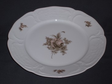 Rosenthal Sanssouci spierwit met bruin/rose roos dinerbord