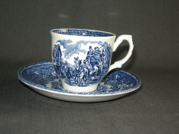 Royal Tudorware Coaching Taverns blauw espressokop & schotel