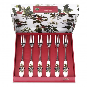 PORTMEIRION The Holly and The Ivy set van 6 vorkjes lengte 15,5 cm