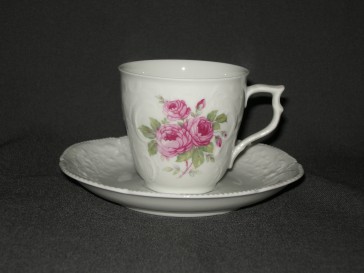 Rosenthal Sanssouci spierwit rose pioenroos koffiekop & schotel