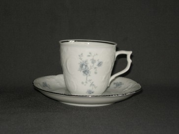 Rosenthal Sanssouci spierwit met blauw / grijze bloemetjes koffiekop & schotel