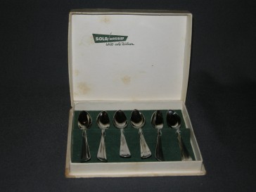 Sola edelstaal model 1400 Hetty likeurlepeltjes 9 cm. in originele doos
