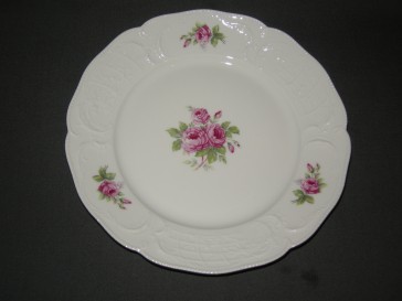 Rosenthal Sanssouci spierwit rose pioenroos met goudkleurig randje ontbijtbord