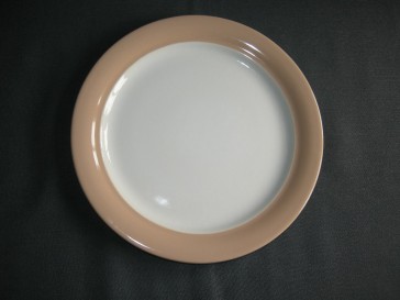Huizen pastel zalmrose ontbijtborden