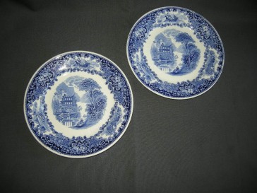 Petrus Regout Castillo blauw ontbijtborden met beschadiging