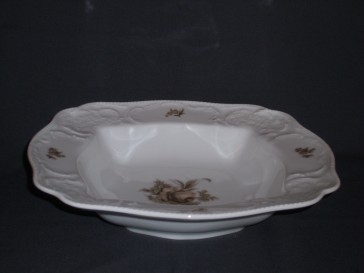 Rosenthal Sanssouci spierwit met bruin/rose roos saladeschaal