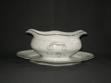 Rosenthal Sanssouci spierwit met blauw / grijze bloemetjes sauskom