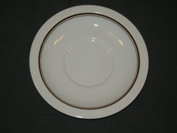 Arzberg Cannelee wit met bruin + goudkleurig randje schotel O13,7 cm.