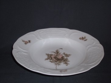 Rosenthal Sanssouci spierwit met bruin/rose roos soepbord