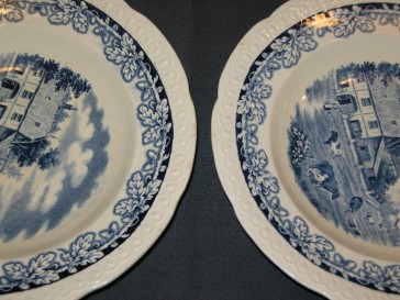 Societé Ceramique Boerenhoeve blauw soepborden met lichte beschadiging
