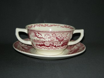 Societe Ceramique Victoria rood soepkop & schotel